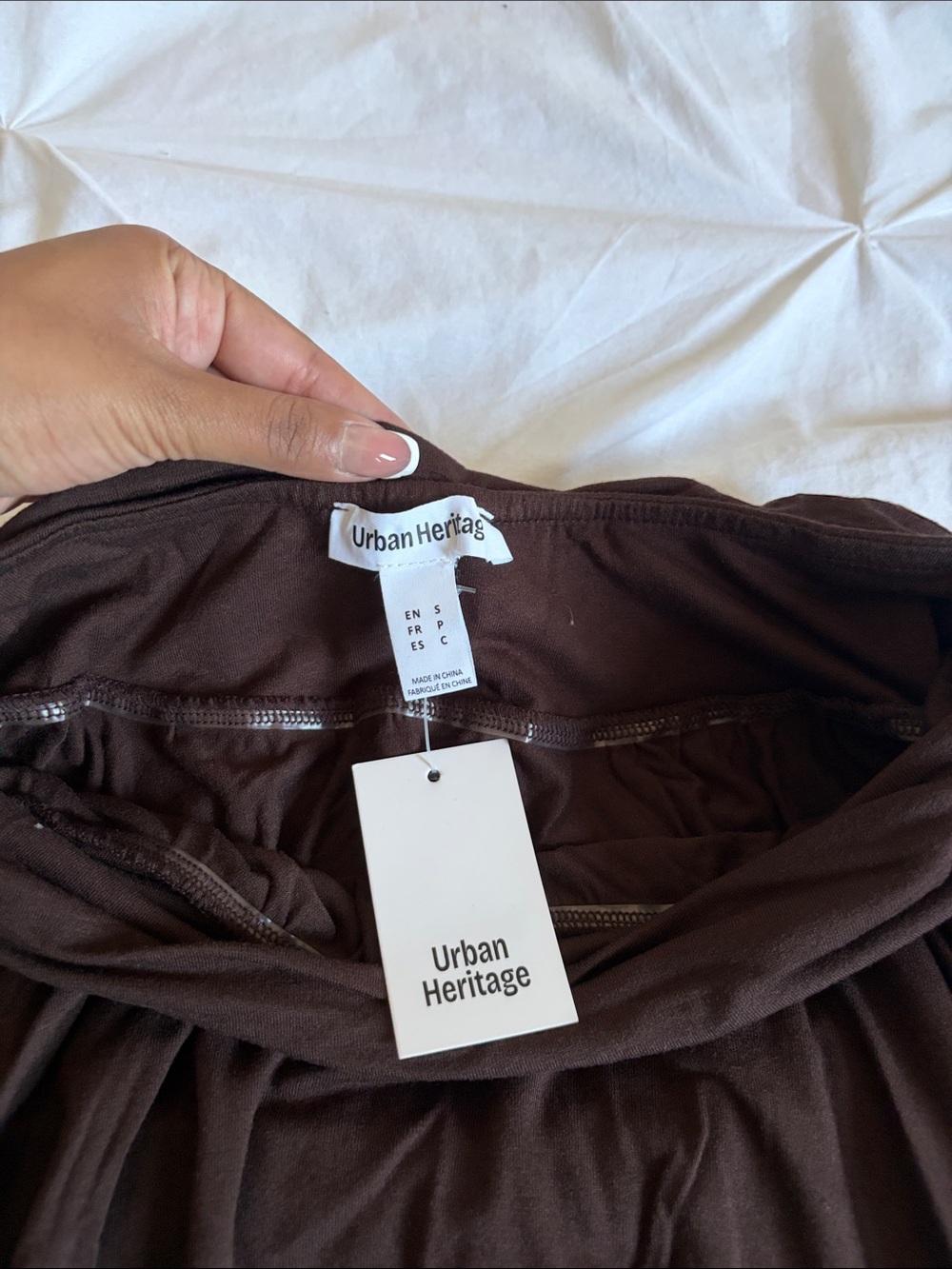 Women’s Flowing Handkerchief Hem Midi Skirt - Brown - Picture 2 of 6